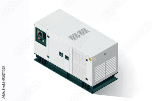 Compact industrial generator unit with control panel and exhaust vents ready for power generation solutions