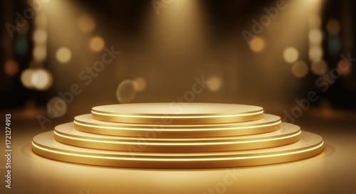 Golden Podium Stage Luxury Award Ceremony Spotlight Background