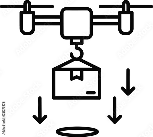 Drone delivering package with precision, symbolizing modern logistics and future delivery.