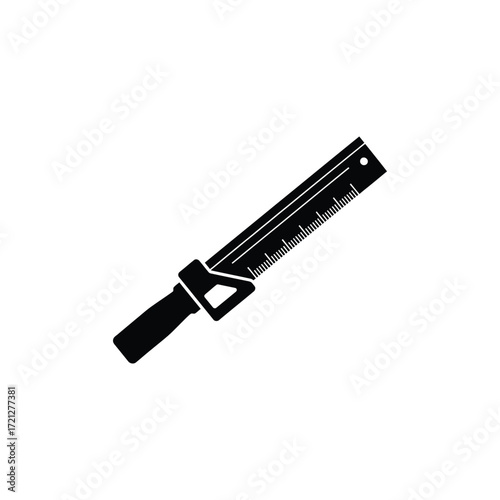 Tenon saw icon vector black carpentry hand saw tool silhouette hacksaw outline illustration for woodworking