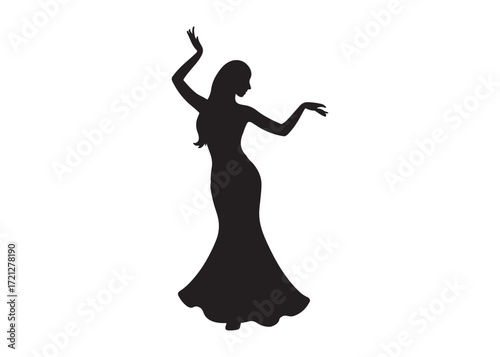 belly dance logo silhouette vector, belly dancer silhouette logo illustration design, silhouette woman oriental dancer, arabic traditional belly dance logo silhouettes vector on white background