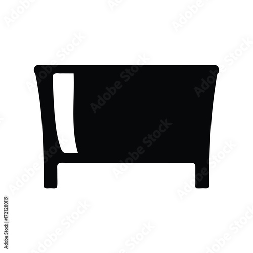 Silhouette of a rectangular table with a prominent side support element