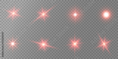 Lens Flare, light glow effect. sun or realistic shining star with backlight effect. bokeh glitter and sparkles or sparkles on transparent background.
