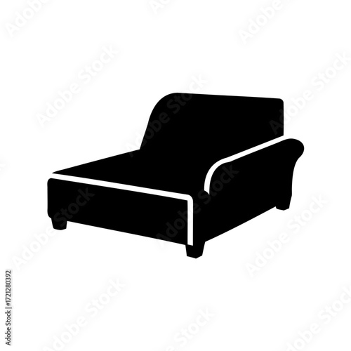 Black silhouette of a chaise lounge, elegant furniture for living spaces