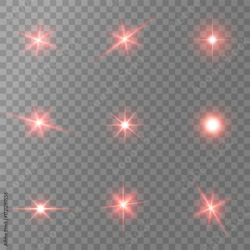 Lens Flare, light glow effect. sun or realistic shining star with backlight effect. bokeh glitter and sparkles or sparkles on transparent background.
