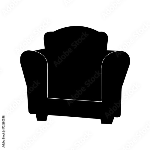 Monochrome graphic of an armchair on a white background is stylish