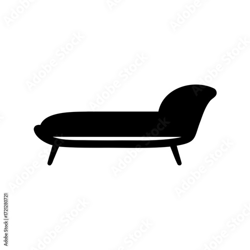 Silhouette of a Stylish Chaise Lounge on a White Background for Graphics