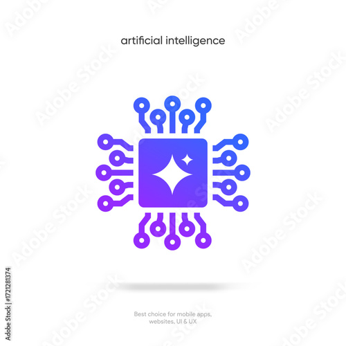 Generate AI button symbol. Artificial intelligence sign button. Machine learning generator and generate text and image press button prompt. Magic stars symbol. Chat brain assistant