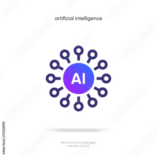 Generate AI button symbol. Artificial intelligence sign button. Machine learning generator and generate text and image press button prompt. Magic stars symbol. Chat brain assistant