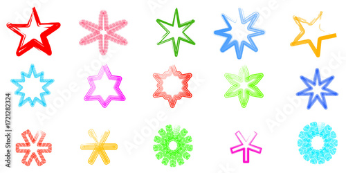 Collection of hand drawn various stars. Vector  illustration. 