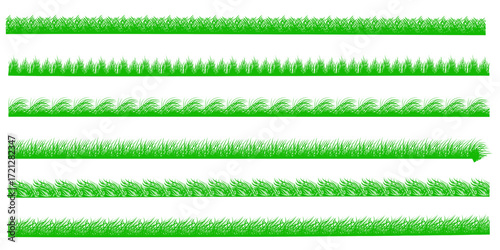 Collection of grass shapes isolated on white background. Vector  illustration. 