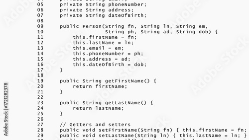 Java Programming Code Snippet for a Person Class graphic design