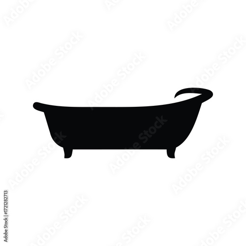 Silhouette of a Classic Clawfoot Bathtub, Representing Relaxation and Home Spa