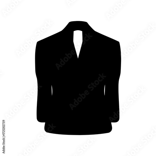 Simple Black Blazer Silhouette against a White Background for Fashion Design