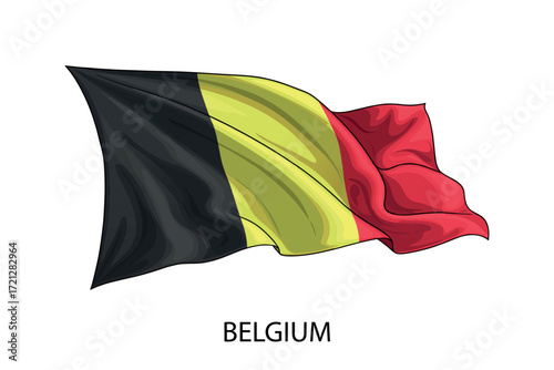 Belgium national flag waving in the wind illustration