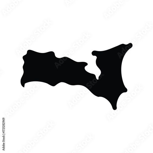 Silhouette of FlorianÃ³polis Island, Santa Catarina, Brazil, on a white background