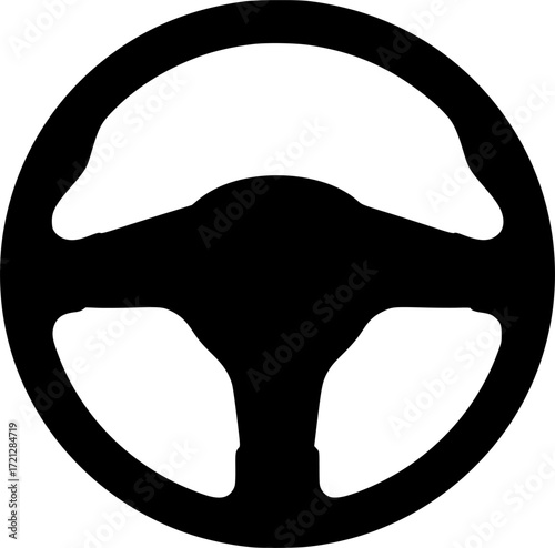a black steering wheel, minimalist vector illustration