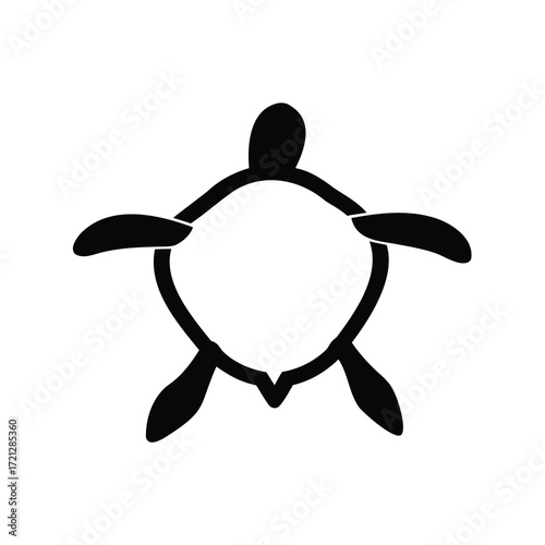 Stylized silhouette of a sea turtle on a white background in minimalism