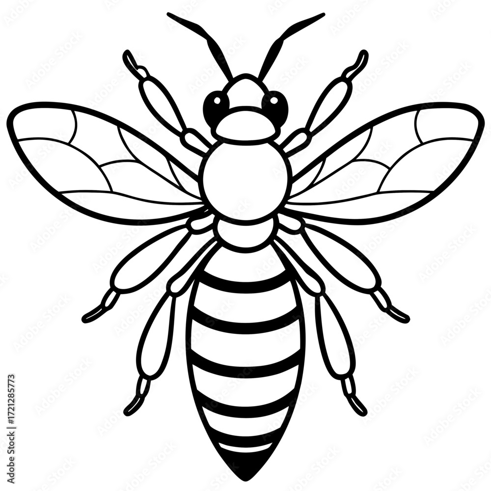 Fototapeta premium Minimalist Bee Line Art Illustration