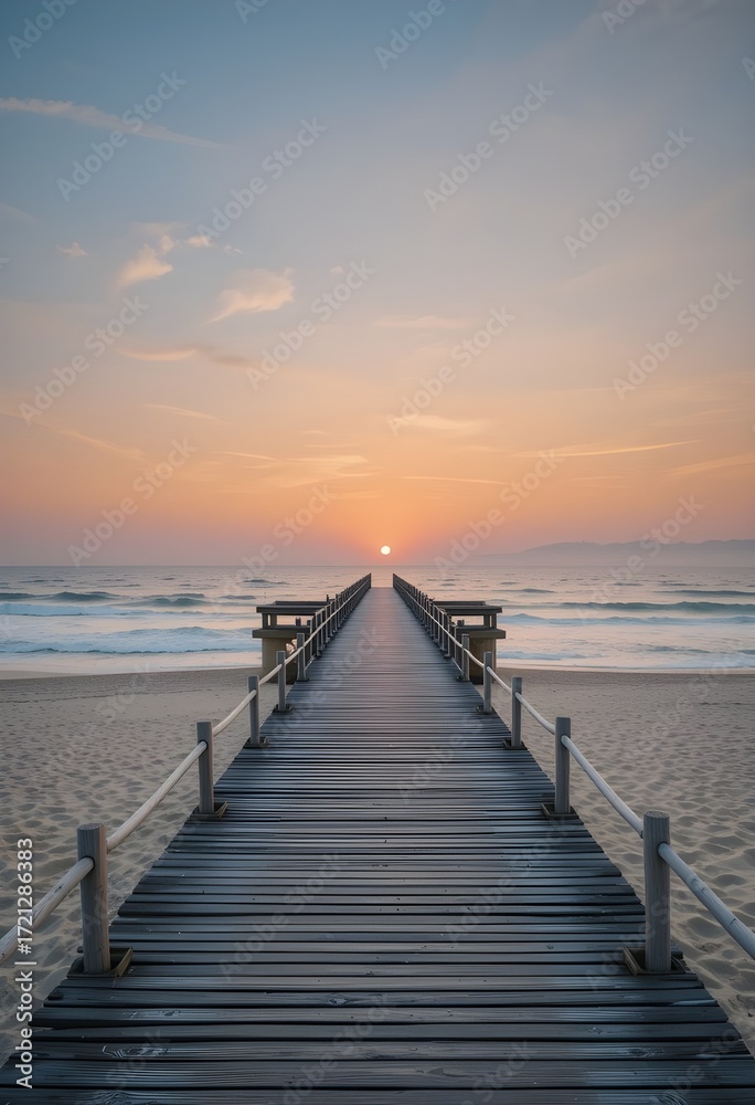 Naklejka premium wooden pier at the beach