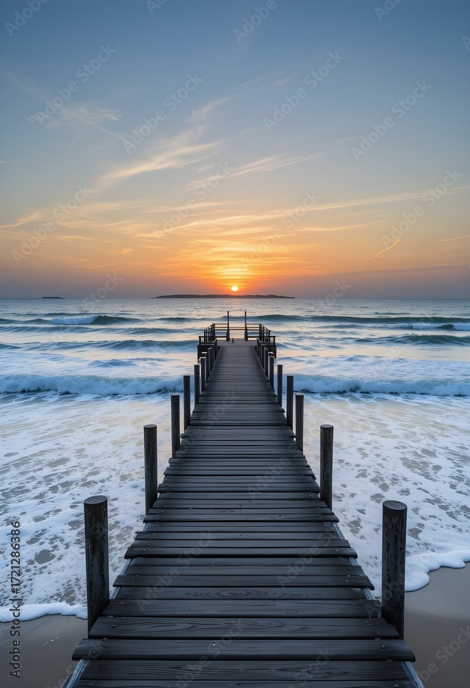 Fototapeta premium wooden pier at sunset