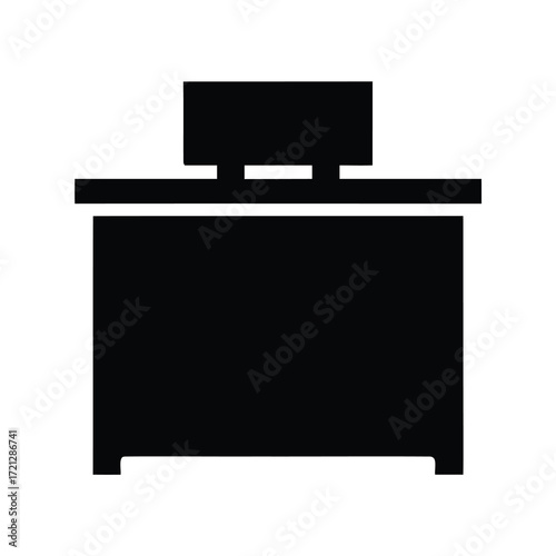 Silhouette of a study desk with monitor stand for office and school work