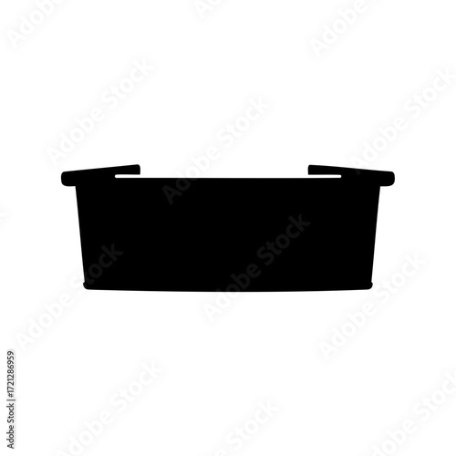 Silhouette of a rectangular plastic storage container with handles on both sides