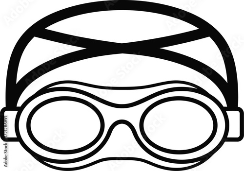 Swimming goggles and cap vector icon water sport equipment gear