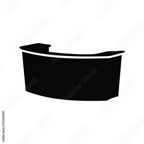 Black and white illustration of a reception desk, or a counter