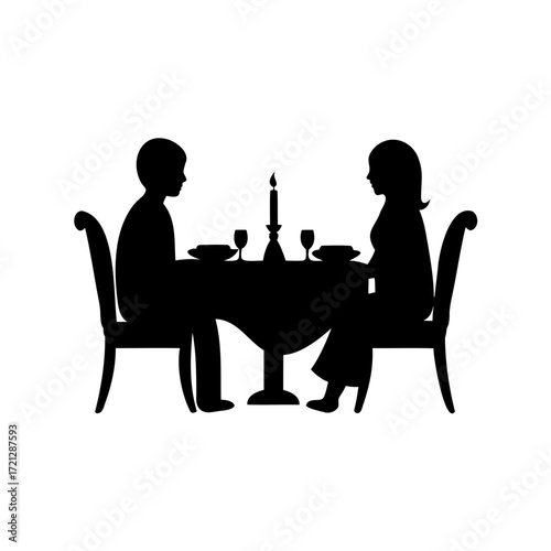 Silhouette of a romantic candlelit dinner for two, a special occasion