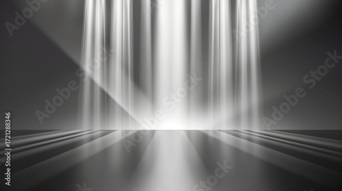Blue Gray White Conference Background: Modern Corporate Design with Dynamic Layouts, Branding Zones, Stage Backdrops, and Interactive Elements for Professional Summits, Panel Discussions