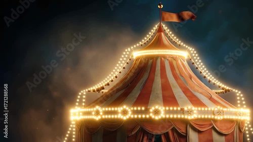 Joyful carnival day with a vibrant circus tent in Brazi offering an exciting atmosphere filled with lights and fun during the festivities