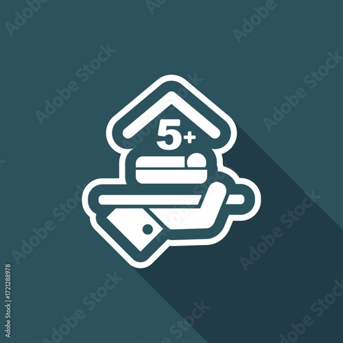 Hotel icon. Over five places room.