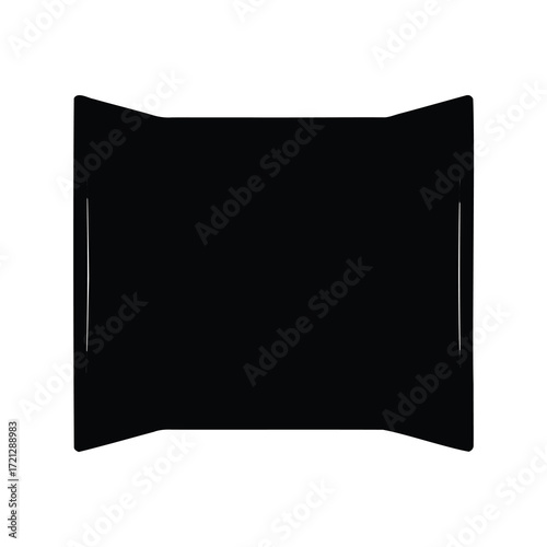 Abstract black snack bar wrapper silhouette against a white backdrop, clean design