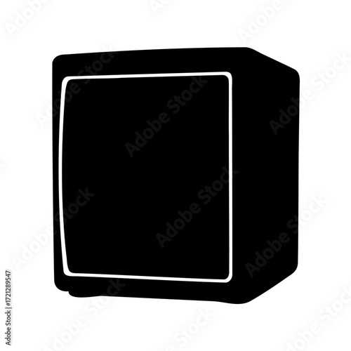 Black and white illustration of a sturdy strongbox or safety deposit box