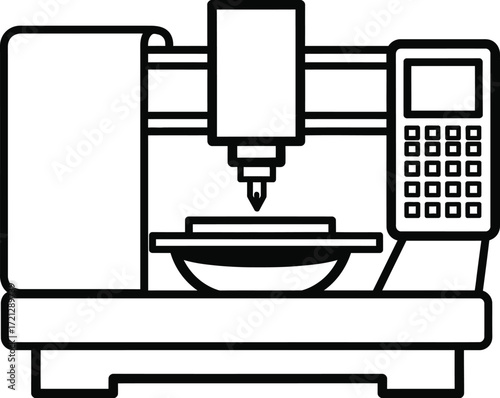 Cnc machine vector illustration automated manufacturing equipment