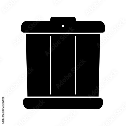 Simple black trash can illustration on a white background for use