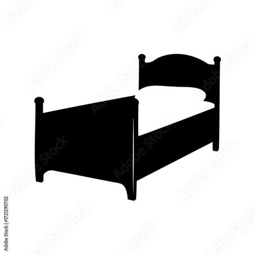 Silhouette of a classic bed frame with a headboard and footboard