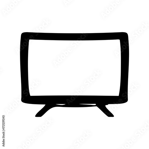 Simple black and white drawing of an old television set icon