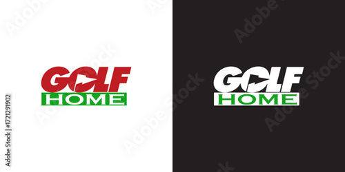 Elevate your brand with a modern golf home logo design showcasing a dynamic swing and vibrant colors on both light and dark backgrounds for versatile branding solutions