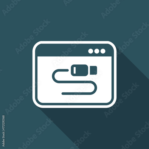Cable computer setting - Vector flat minimal icon