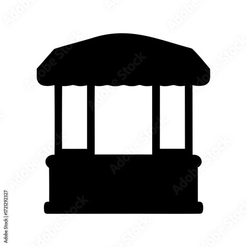 Silhouette of a small market stall or kiosk with a rounded roof