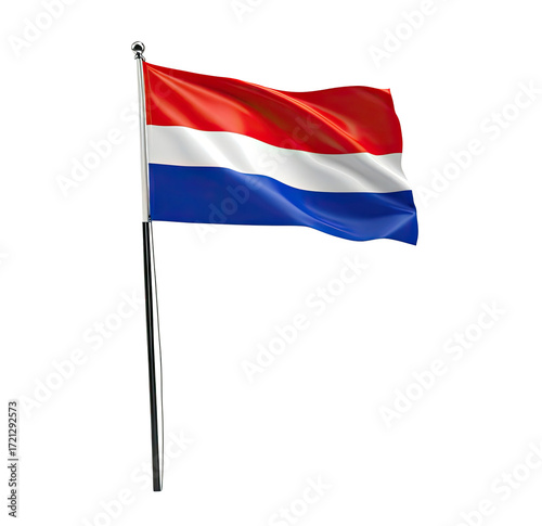 Dutch flag waving, dark background, studio shot, patriotic