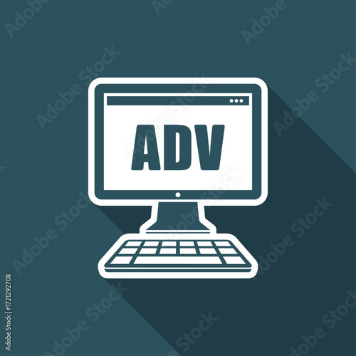 Computer advertising - Vector flat minimal icon