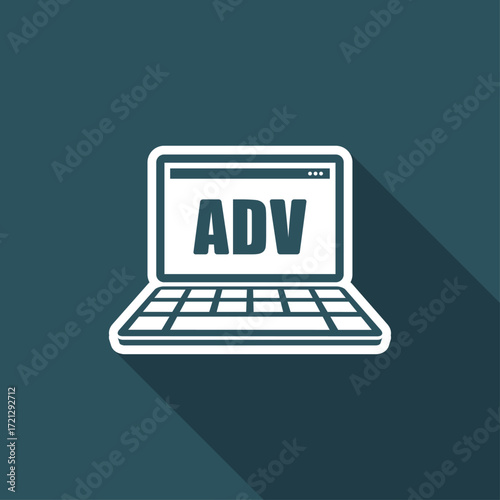 Computer advertising - Vector flat minimal icon