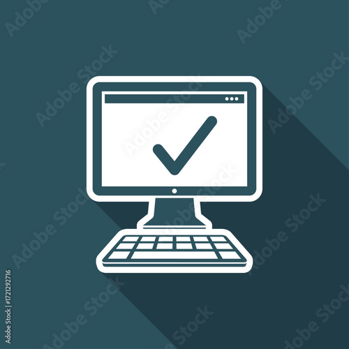 Check computer - Vector flat minimal icon