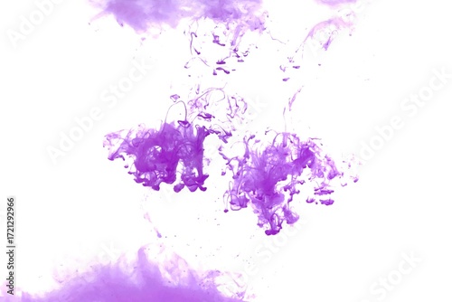 Purple color dye melt on white background,Abstract smoke pattern,Colored liquid dye,Splash paint	