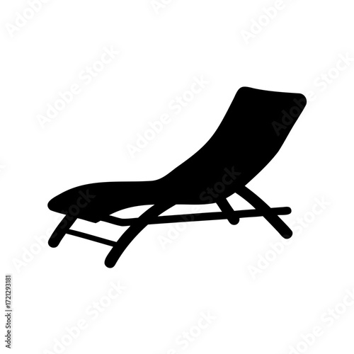 Black silhouette of a chaise lounge, inviting relaxation and summer vibes
