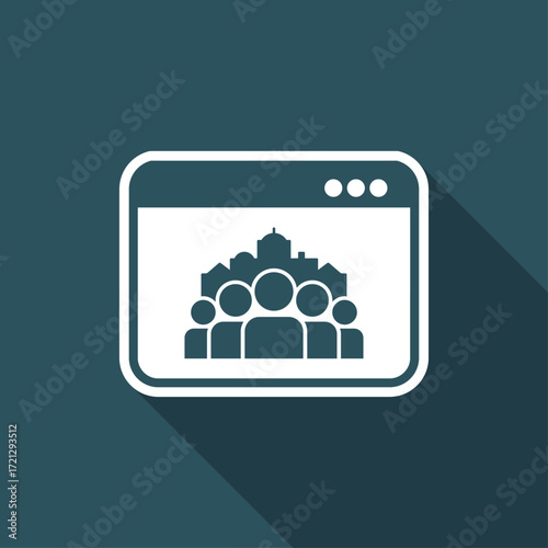 Cityscape and people community - Vector flat minimal icon
