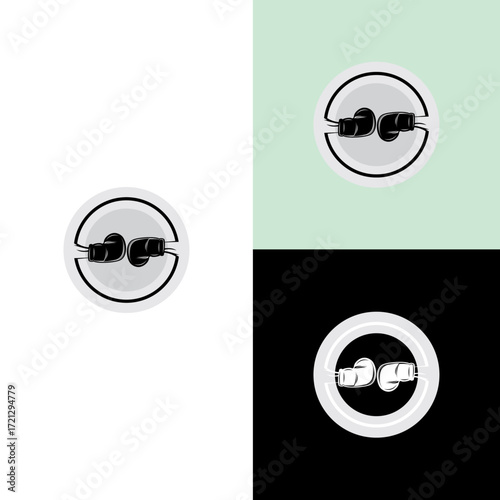 two hands boxing gloves abstract logo design